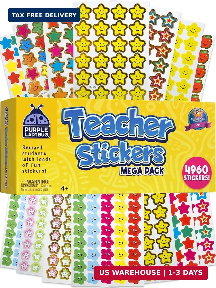 PURPLE LADYBUG Teacher Stickers for Students – 4960 Reward Stickers for Kids Cla
