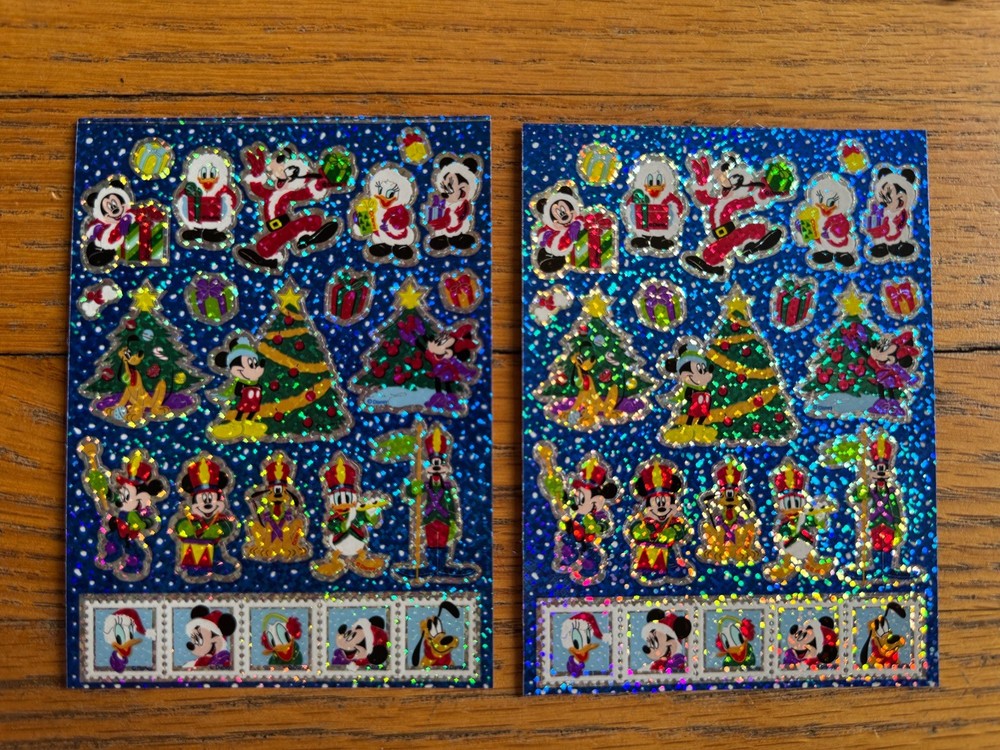 Rare VTG Sandylion prisma Christmas Mickey Minnie Mouse Gang 3.5×5”