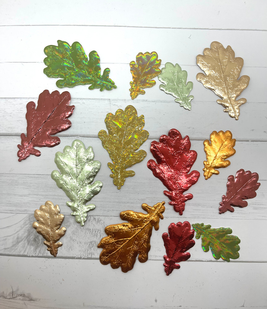 Die Cuts 3D Dresden Style Embossed Oak Leaf 12 Pieces Cardstock