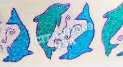 HAMBLY STUDIOS PRISMATIC BLUE TEAL DOLPHINS OCEAN VINTAGE RARE RETIRED