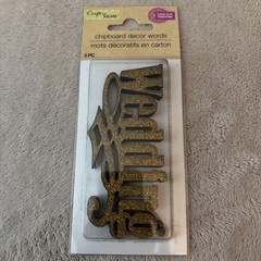 Lot Of 3 Packs Glitter Gold Wedding Theme Words: Wedding Love Cherish Chipboard