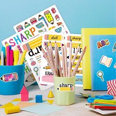 47Pcs Yellow Pencil Stickers,Back to School Label Sticker,Cute Pencil Station…