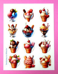 Ice Cream Sticker Sheet Glossy