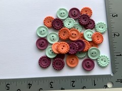 Stampin Up SYCAMORE STREET BUTTONS 35pcs 5/8in Pool Party Razzleberry Tangerine