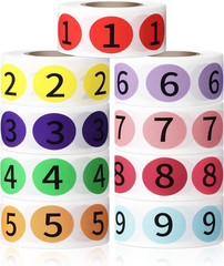 4500 Pieces 9 Roll Circle Number Sticker 1-9 Inventory Stickers 9 Colors Sticky