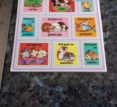 Vintage Stickers Cute Animals Cats Kittens Puppies Sticker Pack 5 Sheets 1998