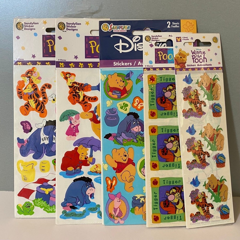Vintage Sandylion Disney Winnie The Pooh Eeyore Piglet & Tigger Stickers Set