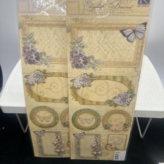 K & Company Elizabeth Brownd Embossed Stickers Floral Butterflies Lot Scrapbook