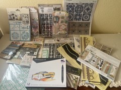LARGE Lot Contemporary Crafters Kit Prismacolor, Bo Bunny, Stamps, Paper – 20