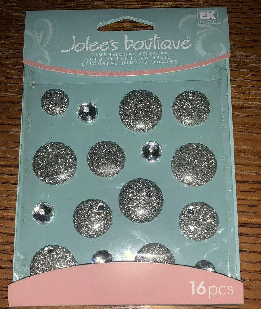 RARE Jolees Cabochons Silver Glittery Circle Dots Gem 3D Card Scrapbook Stickers