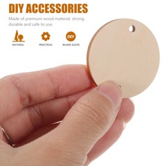 60PCS Round Wooden Pieces 3.8CM DIY Craft Wood Piece with Hole for Art Crafts