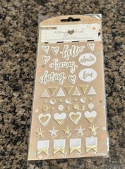 Crate Paper Maggie Holmes CONFETTI Puffy Stickers 44 Pieces White Gold Foil