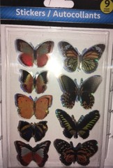 jot Butterflies Orange/Black Silver Holo 9ct BUTTERFLY Stickers w/3-D Wings BNIP