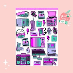 New 80s Technology Sticker Sheet Perfect for Scrapbooking or Party Favors