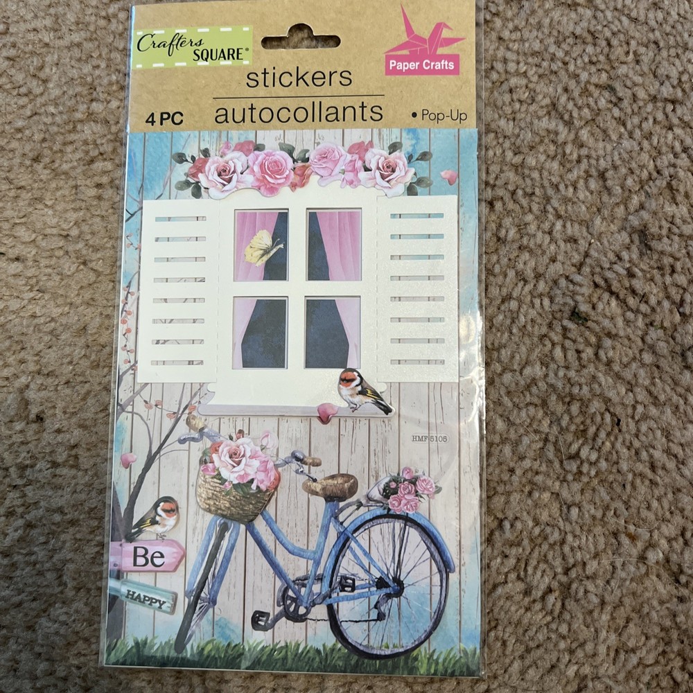 *Crafter’s square Stickers 3D Window Roses Birds Bike