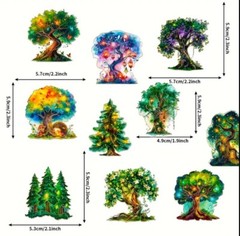 10pcs Fairy Tree Forest P.E.T. Stickers- DIY Crafts & Cards, Journal, Scrapbook