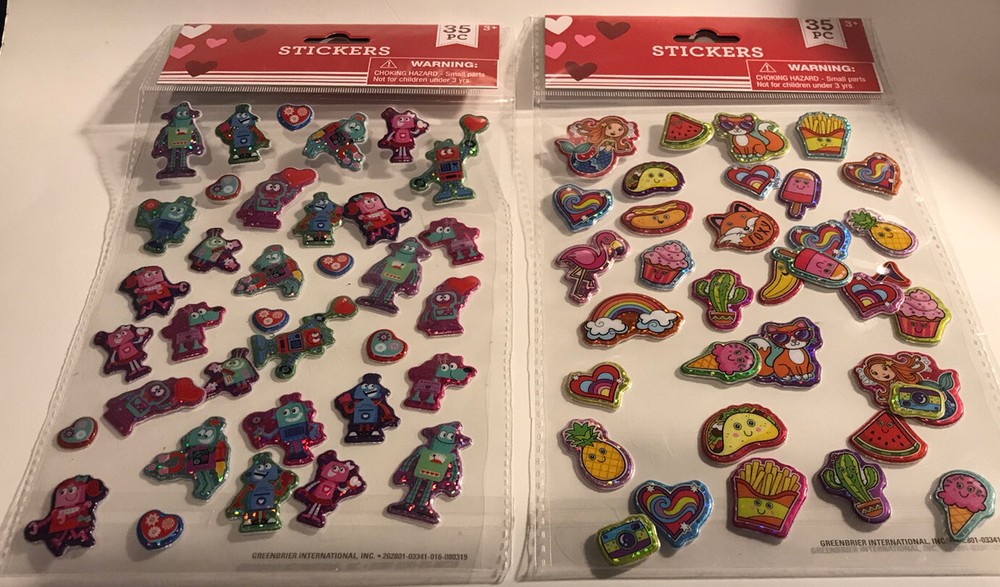 Valentines Themed Puffy Style Stickers 70 Total Scrapbooking/Valentine Crafts