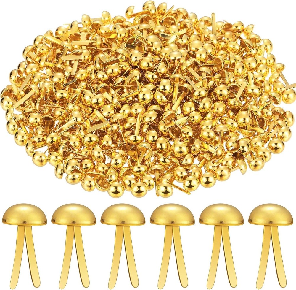 500PCS Gold Metal Paper Brads Round Fasteners DIY Craft Scrapbook School 0.3×0.6