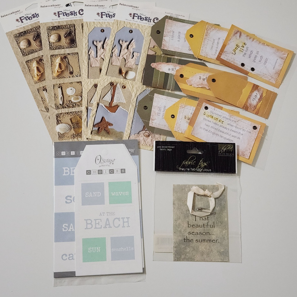 NEW Lot BEACH SUMMER Scrapbook Tags Cut-Outs 3D Kolette O’Scrap Fresh Cuts -F