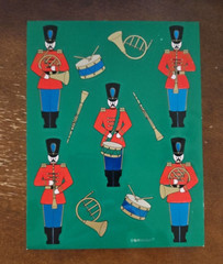Vintage amscan metallic Christmas stickers, toy soldiers & instruments, unused
