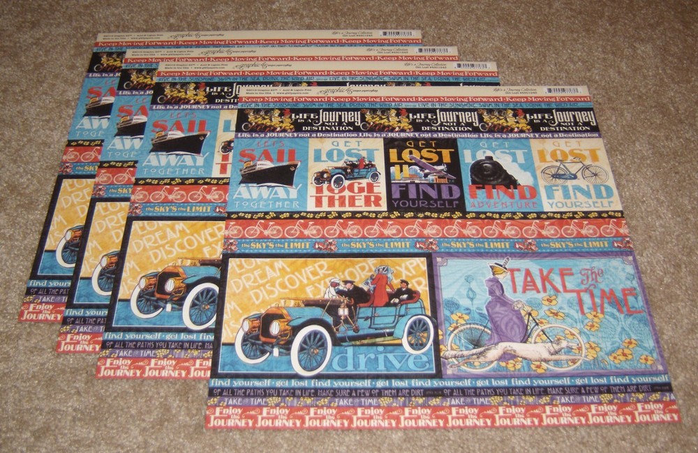 Graphic 45 Double-Sided12x12 Papers(4) ~ Travel….Life’s Journey/Get Lost
