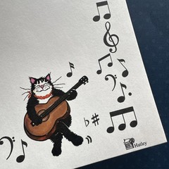 Vintage 80s 90s Hatley Cat Guitar Music Notes Note Stationary Paper Sheets
