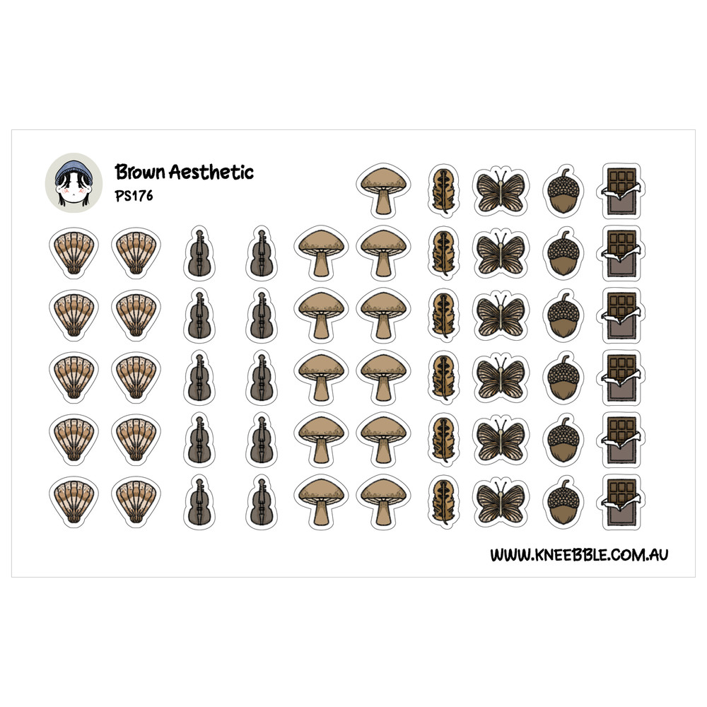 Brown Planner Stickers – Earth Tone Decorative & Neutral Color Embellishments