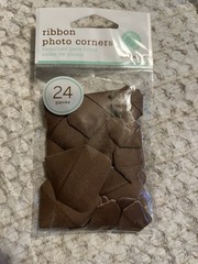 New Martha Stewart Photo Corners Adhesive Brown Ribbon White Embossed Set Of 2