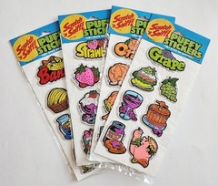Vtg 80s Scratch N Sniff Puffy Stickers LOT Gordy Strawberry Banana Grape Orange