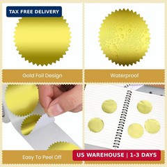300Pcs Gold Foil Seal Stickers, 2 inch Round Stickers for 5cm,