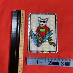 Vintage 1990s Skiing Dog Sticker Prism Holographic English Bull Terrier Vending