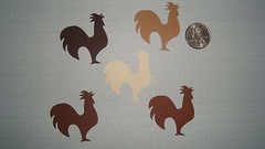 30 ROOSTER CHICKEN CONFETTI DIE CUTS PUNCHES 5 SHADES OF BROWN
