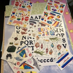scrapbooking travel stickers and letters
