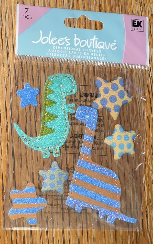 Jolees DINOSAURS Stars Stripes Triceratops Brontosaurus Rex Sticker Scrapbook 3D