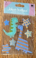 Jolees DINOSAURS Stars Stripes Triceratops Brontosaurus Rex Sticker Scrapbook 3D