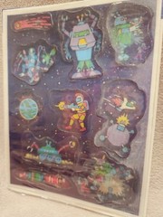 Vintage Hallmark Magic Motion Sticker Sheet ROBOT Space Alien Original Packaging