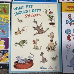 Vintage Sticker Lot Dr. Seuss Cat in the Hat 6 Sheets AGC, Gibson, Hallmark, etc