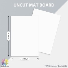 Mat Board Center, Pack of 20 13×19 Uncut Photo Mats, White Backing Boards Id…