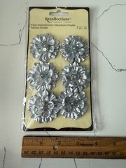 Recollections Signature Silver Floral Embellishments 6PC Scrapbooking Crafts Art