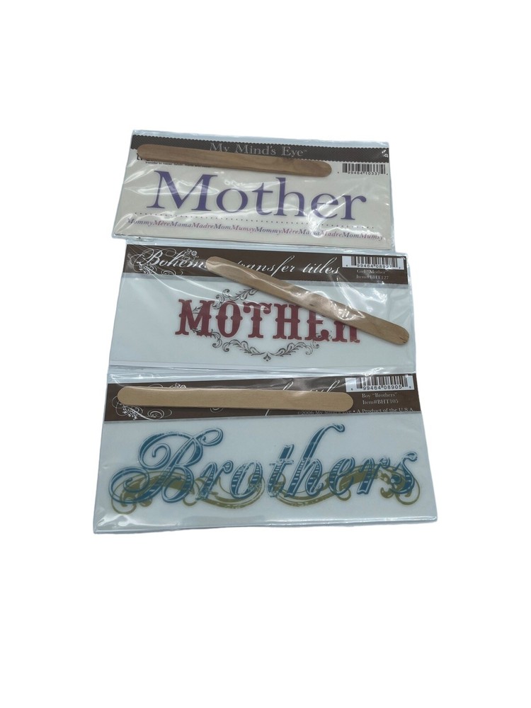 My Mind’s Eye Bohemia Transfer Titles Rub On Lot Of 3 -Mother & Brothers New