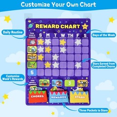 25.5×19 Inch Kids Incentive Behavior Reward Chore Chart Checklist Schedule