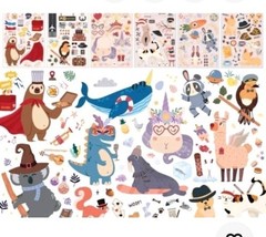 Lot Make a face Stickers for Kids, Make Your Own Animal Lot 5 Packs 100+ Pages