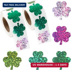 1000 PCS St Patricks Stickers for Kids 2 Rolls Sparkly Shamrock Stickers 5 Desig