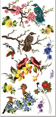 Violette Stickers Oriental Birds Flowers Crafts Planner Supply Scrapbook