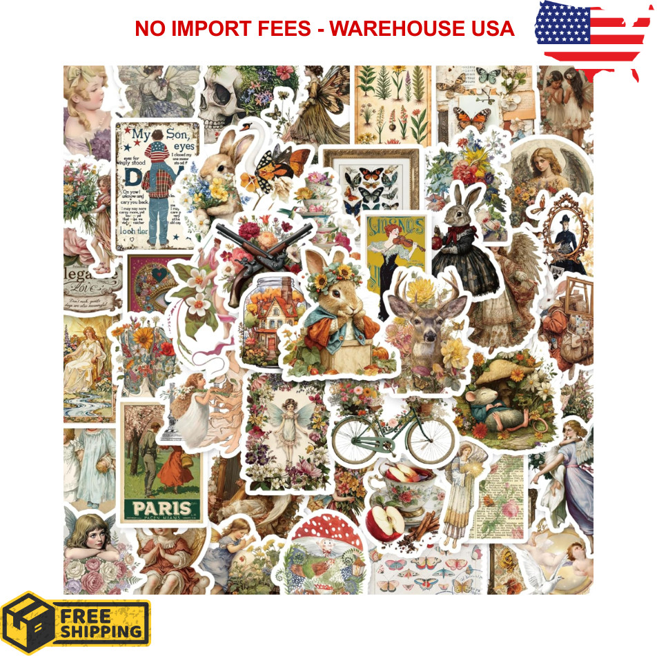 300 Pcs Vintage Stickers, Junk Journal Supplies, Cute Stickers for Journaling Su