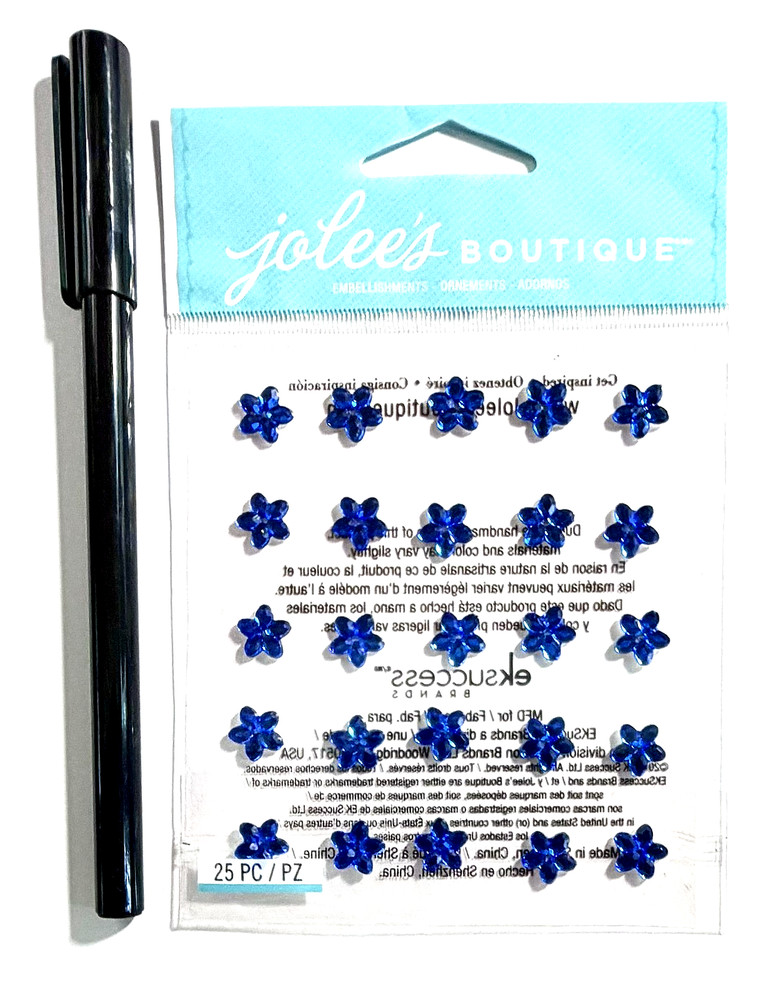 Blue Rhinestone Flowers Jolee’s Stickers Scrapbooking Card Journal Planner