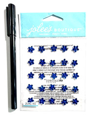 Blue Rhinestone Flowers Jolee’s Stickers Scrapbooking Card Journal Planner