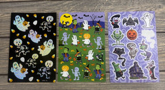 Vintage Halloween Sticker Sheets Set Of 3 – Ghosts Monsters & Spooky House