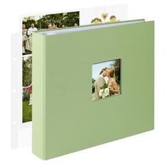 1DOT2 12×12 Large 3-Ring Scrapbook Album, Sage Green Linen Cover, 80 White Pages