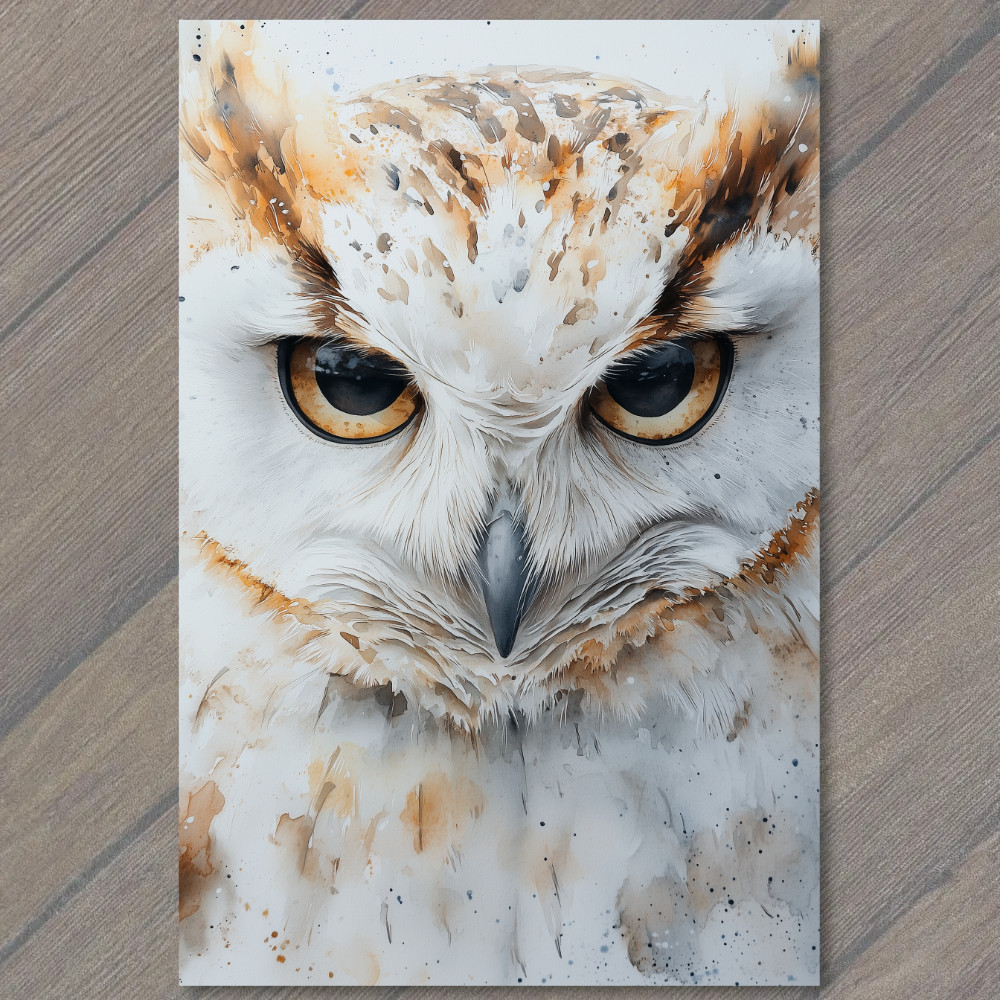 STICKER Owl Intense Stare White Orange Feathers Wild Eyes Woodland Majesty